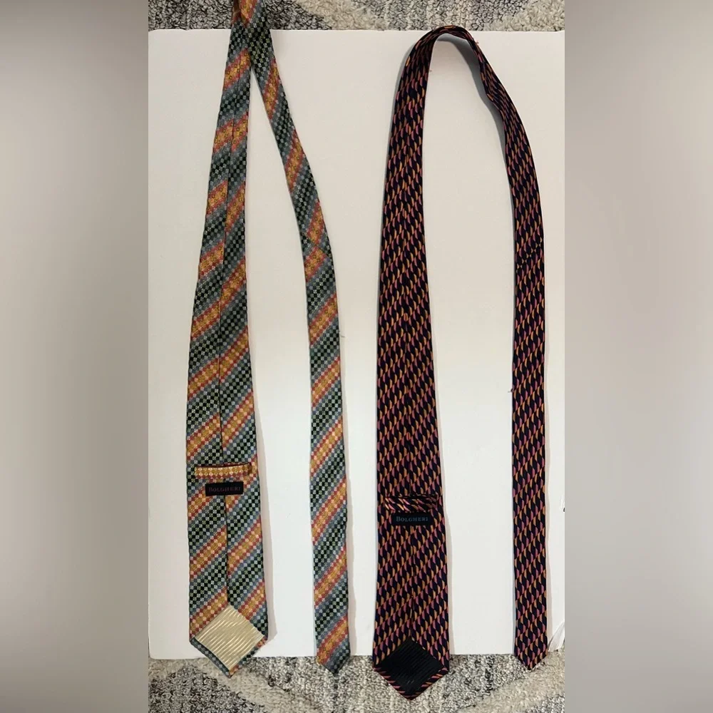 Bolgheri, Multicolor, Vibrant, Patterned,‎ 100% silk, XL size, Men's Ties